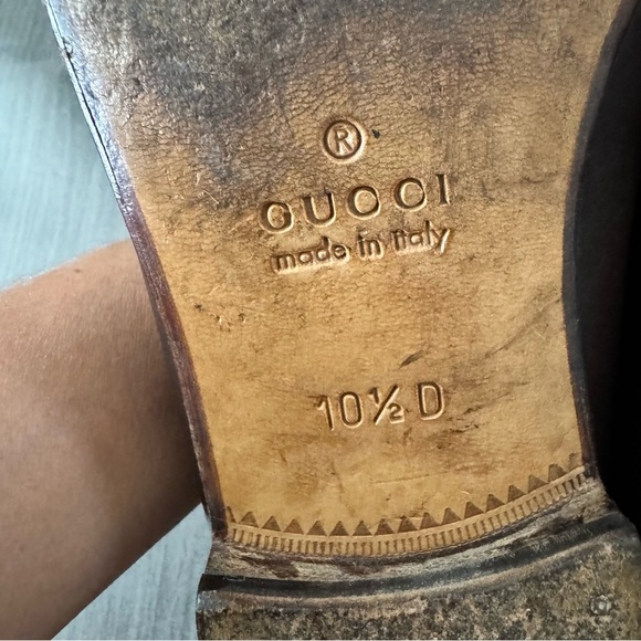 Gucci Brown Leather Horsebit Stripe Loafers shoes size 10.5 - Picture 12 of 12